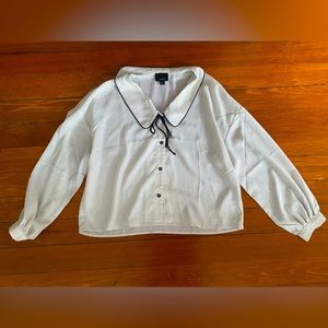 Ivory and Black Pin Dot Blouse from Unique Vintage in size SMALL